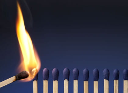 Line of matches being lit